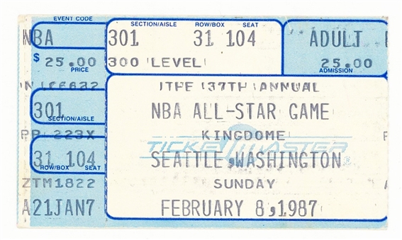 1987 NBA All-Star Game Ticket Stub from 2/8/87